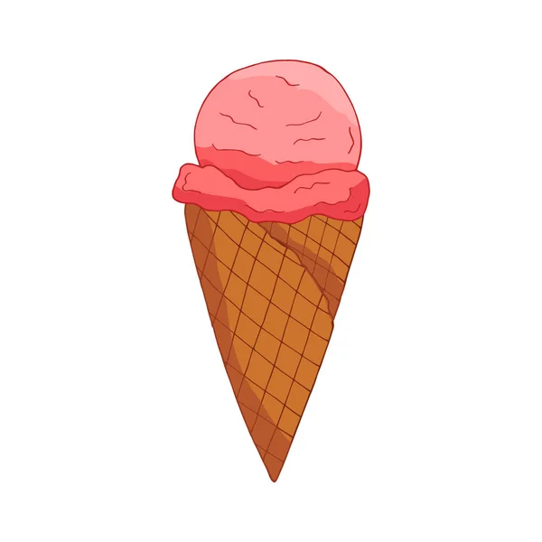 Met de hand getekend Pink starwberry Ice Cream. — Stockvector