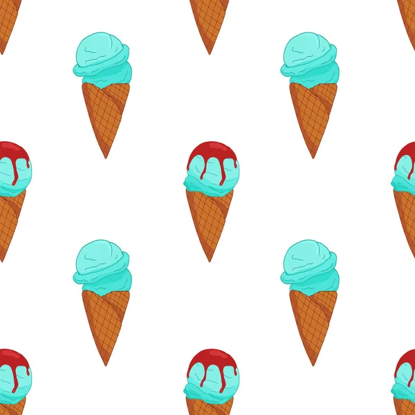블루 아이스크림 원활한 패턴. — 스톡 벡터