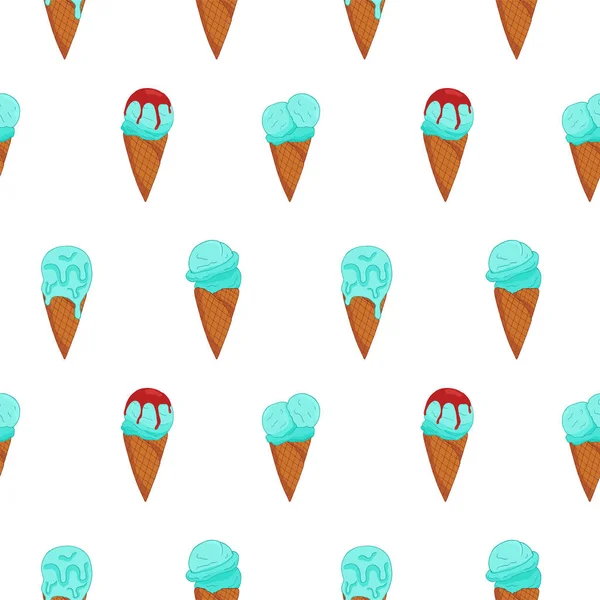 Blue Ice cream seamless pattern. — Stock Vector