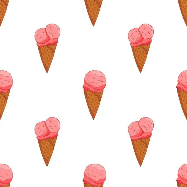 Ροζ φράουλα παγωτό χωρίς ραφές. — Διανυσματικό Αρχείο