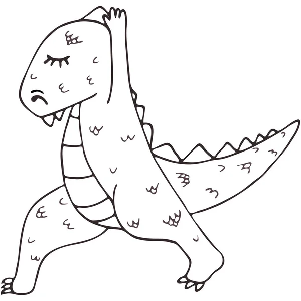 Мультяшний динозавр в йозі асані — стоковий вектор