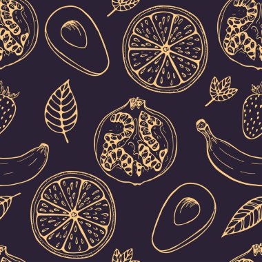 Elle çizilmiş meyve seamless modeli