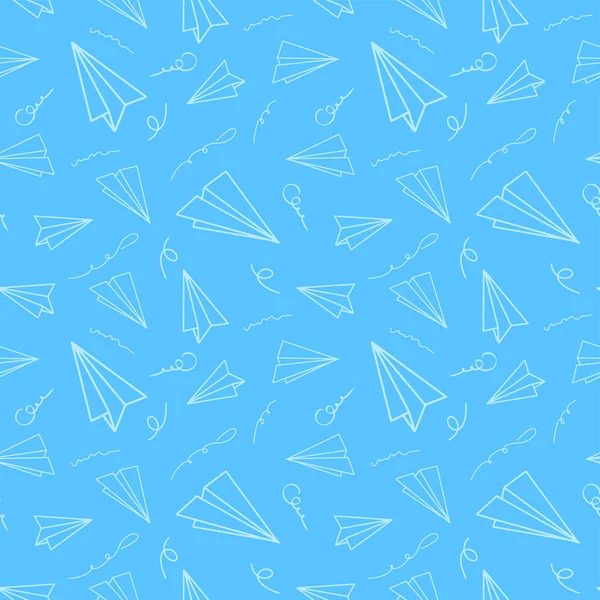 Patrón sin costura avión de papel — Vector de stock