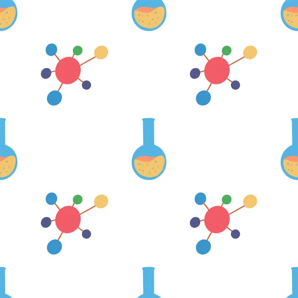 Química patrón sin costura molécula y flas — Archivo Imágenes Vectoriales