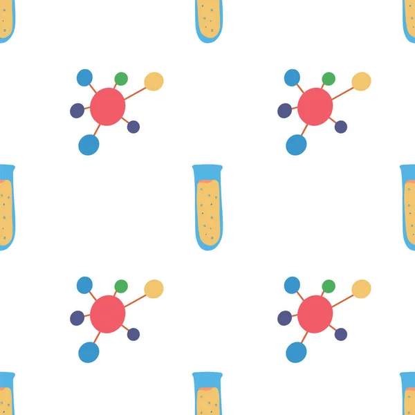 Molécula y frasco de patrón sin costura — Archivo Imágenes Vectoriales