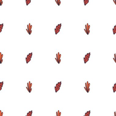 Beyaz arkaplanda turuncu yapraklı sonbahar pürüzsüz desen