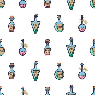 Farklı zehir şişeleriyle klasik, dikişsiz desen.