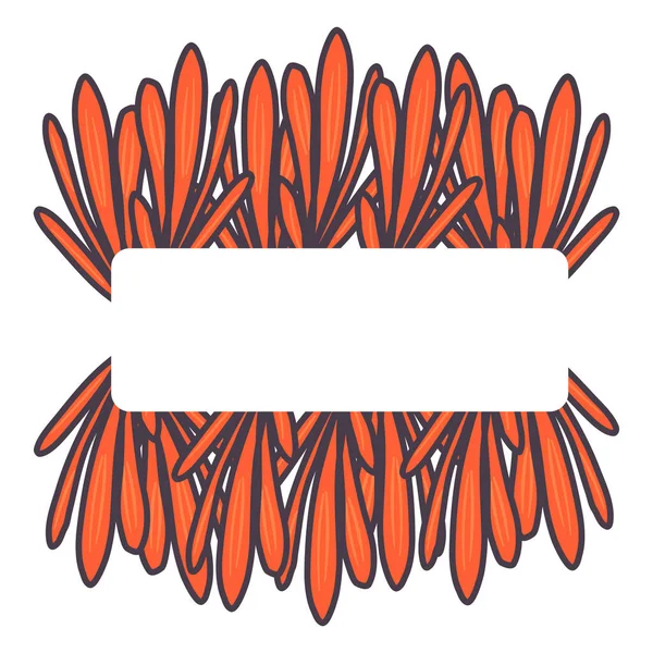 Ram med orange blad i abstrakt stil på isolerad vit bakgrund. — Stock vektor