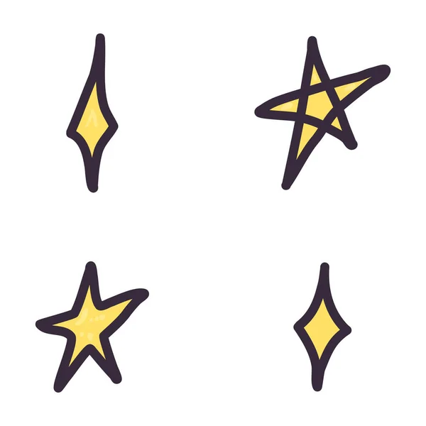 Doodle stars set for celebration decoration design. — Stock Vector