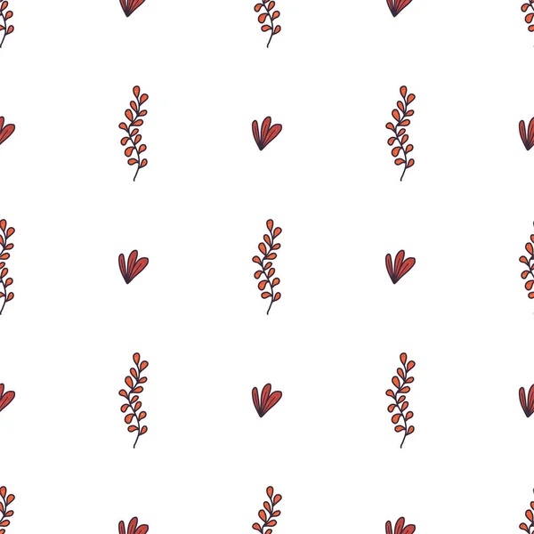 Помаранчевий осінній бранч і листя безшовний візерунок в сучасному каракулі стилі для дизайну друку . — стоковий вектор