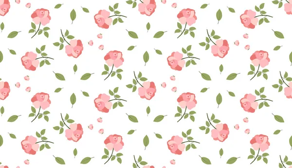 Rose flower and leaf seamless pattern for wallpaper design. — Stock Vector