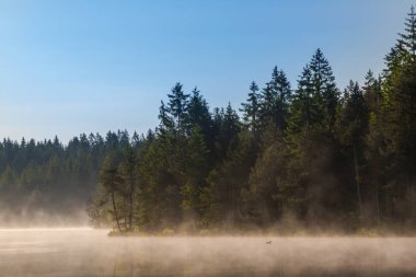 mavi gökyüzü ile sabah göl 
