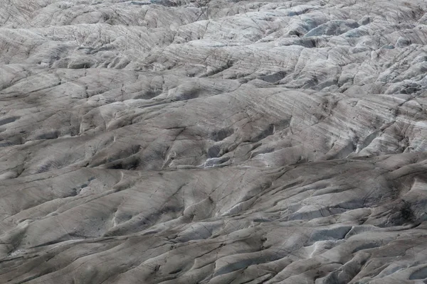 Detalhes da superfície do glaciar Aletsch com fendas — Fotografia de Stock
