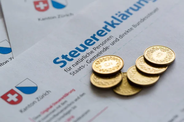 İsviçre vergi beyannamesi formunda altın sikke, Zürih Kton