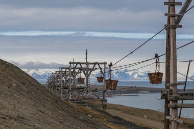 kömür taşımacılığı için tarihi teleferik (Taubane), Longyearbyen
