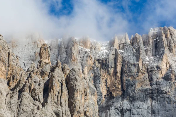 South face of UNESCO world heritage Marmolada mountain in clouds — Stock Photo, Image