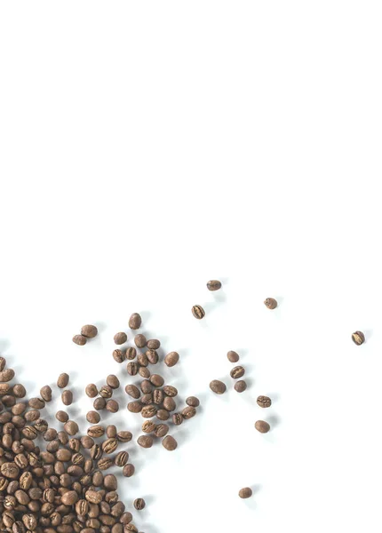 Kávová Zrna Izolované Bílém Pozadí Horního Pohledu — Stock fotografie