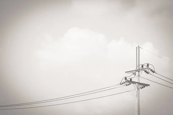 Hoogspanning vermogen elektriciteit pole op witte achtergrond technologie energie concept idee — Stockfoto