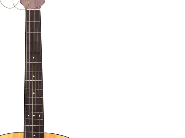 Akoestische gitaar fretboard met bronzen tekenreeks geïsoleerd witte achtergrond — Stockfoto