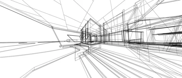 Arquitetura design conceito 3d perspectiva armação renderização isolado fundo branco — Fotografia de Stock