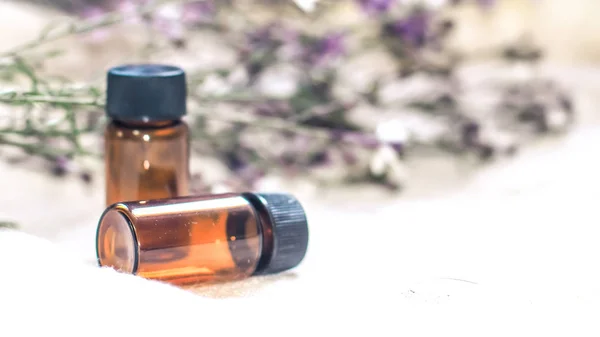Bottle of essential oil. Herbal medicine or aromatherapy dropper bottle