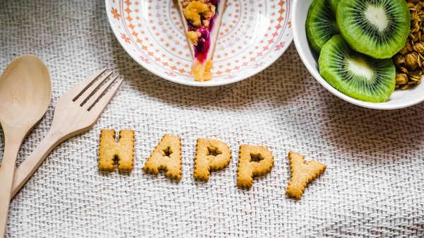 Cookies Form Alfabetet Prospect Glada Från Hemgjorda Kakor Mörk Vit — Stockfoto