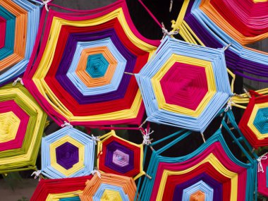 Soyut zanaat arka plan kültür tarzı için kumaş Tekstil el yapımı renkli desen doku