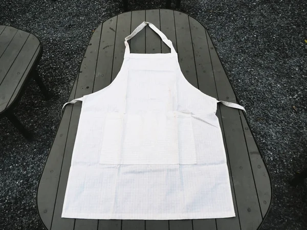 Beyaz önlük taklit. Temiz apron. Vintage Restoran kimlik mock up, siyah baskı