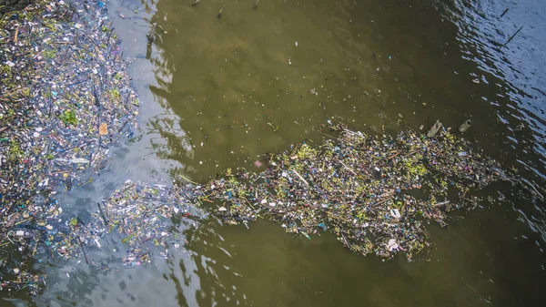 water garbage Polluted water Fishes dirty river with trash and plastic Freshwater pollution