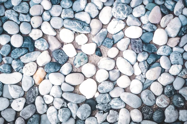 색상 작은 돌 자갈 바다 해변에서 배경 질감 — 스톡 사진