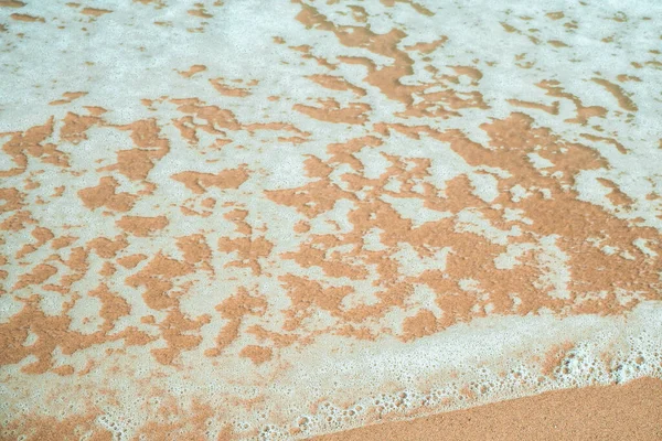 Soft Wave Blue Ocean Sandy Beach Background Sand Texture Brown — Stock Photo, Image