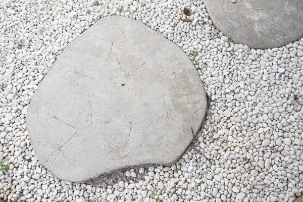 Garden Stone Path Textura Seca Folha Pedra Branca Para Footpath — Fotografia de Stock