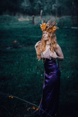 Çiçek açan ışıklar ile ormanda Perisi