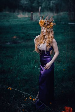 Çiçek açan ışıklar ile ormanda Perisi