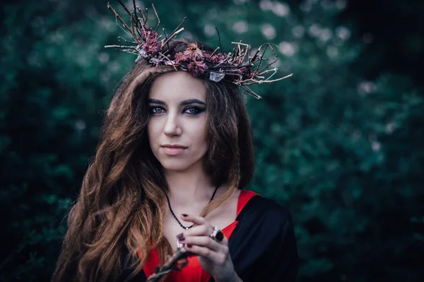 Sorcière Conte Fées Dans Forêt — Photo