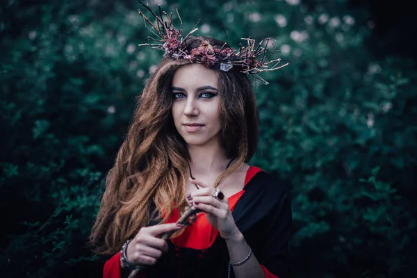 Sorcière Conte Fées Dans Forêt — Photo