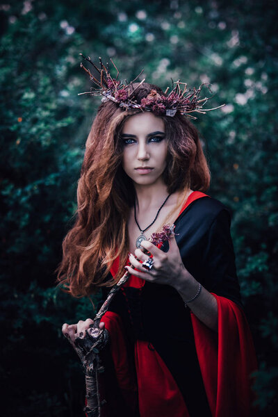 Fairy tale witch in the forest
