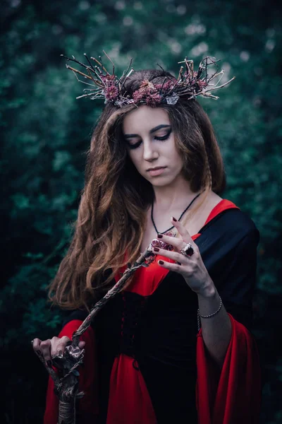 Sorcière Conte Fées Dans Forêt — Photo