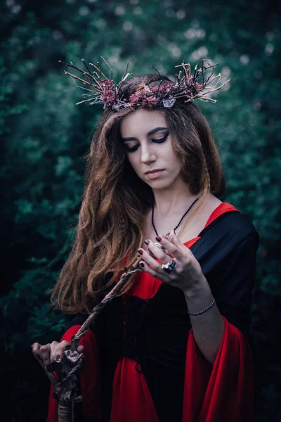 Sorcière Conte Fées Dans Forêt — Photo