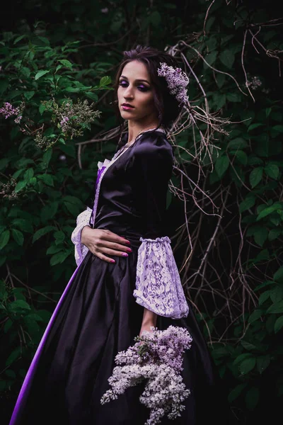 Dame Robe Baroque Noire Violette — Photo