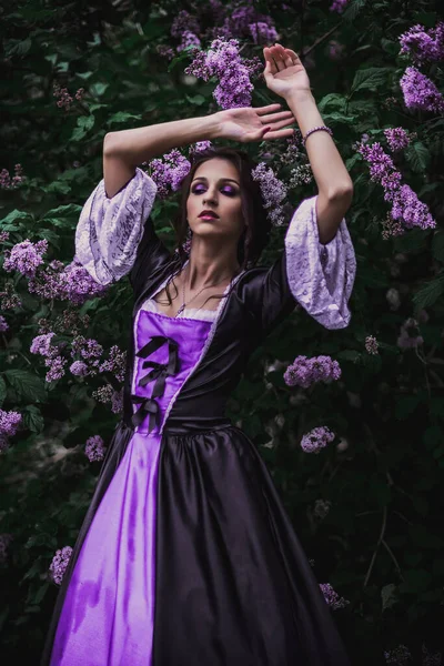 Dame Schwarz Lila Barockkleid — Stockfoto