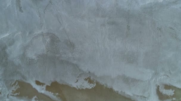 Wunderschöner weißer Salzsee in Limnos, Blick von oben — Stockvideo