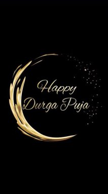 Zarif altın Durga Puja animasyon metni. Şeffaf arkaplan ve alfa kanalı izole edilmiş. Kutlama videoları ve üstüste diziler için mükemmel..