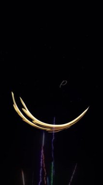 Güzel Happy Vijayadashami altın metin animasyonu ve canlı havai fişek arka planı. Festival kutlamaları, kültürel projeler ve kutlama videoları için mükemmel..