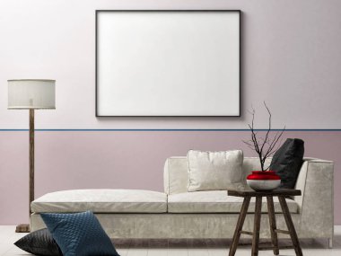 Poster hipster arka plan, 3d render, 3d çizim kadar alay