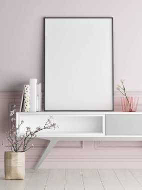 Poster gül duvar, hipster arka plan, 3d render, 3d çizim üzerinde yukarı alay 
