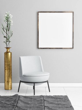 Poster minimalizm hipster arka plan duvar, 3d render, 3d çizim üzerinde yukarı alay