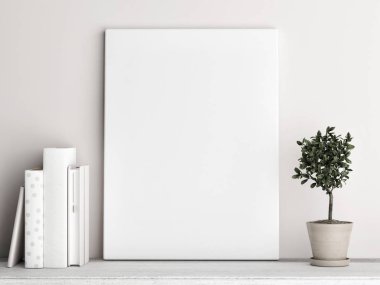 Sahte kadar poster, İskandinav arka plan, pastel renkli, 3d render, 3d çizim