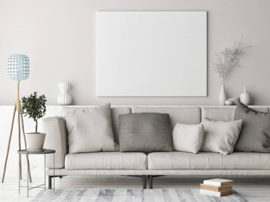 Sahte kadar poster, İskandinav arka plan, pastel renkli, 3d render, 3d çizim