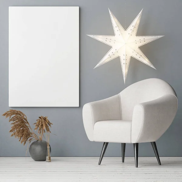 Mock Poster Minimalisme Abstracte Interieur Met Decoratie Render Illustratie — Stockfoto